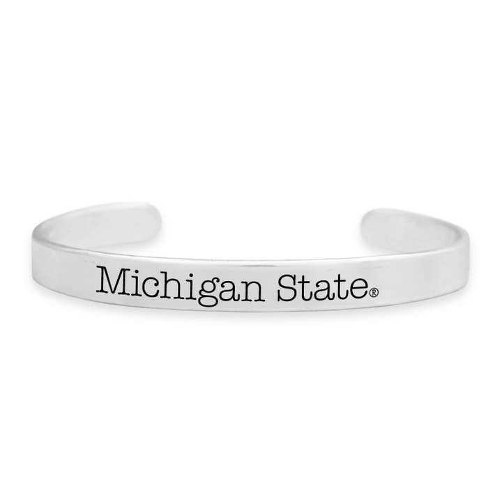 From The Heart - Vente Bracelet manchette - Bracelet manchette argenté de l'école des Spartans de l'État du Michigan