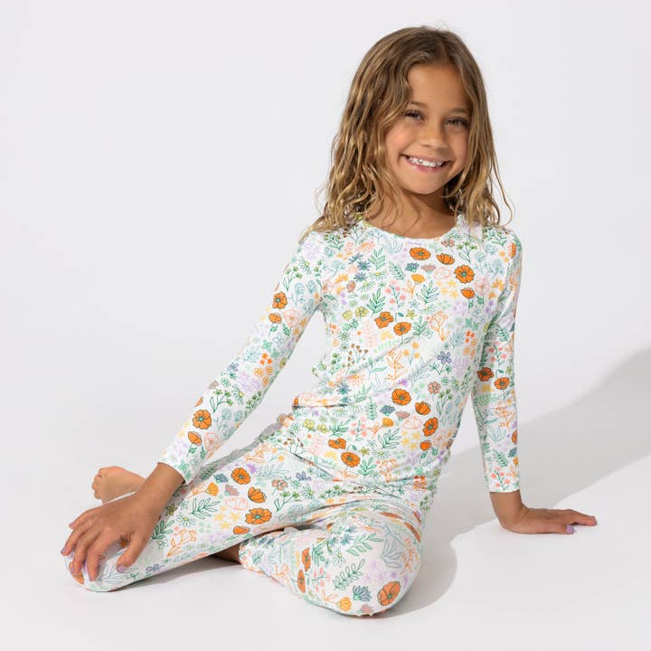 Pijama Infantil de Bambu Floral de Verão por atacado de Bellabu Bear