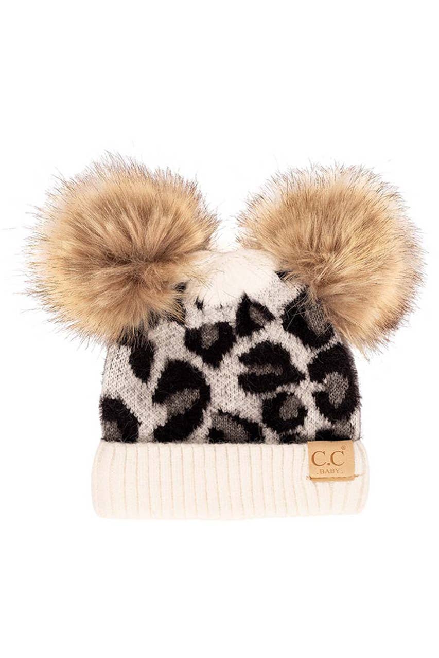 Hana – wholesale Beanie – Kids – C.C Baby Leopard Double Pom Beanie Hat7