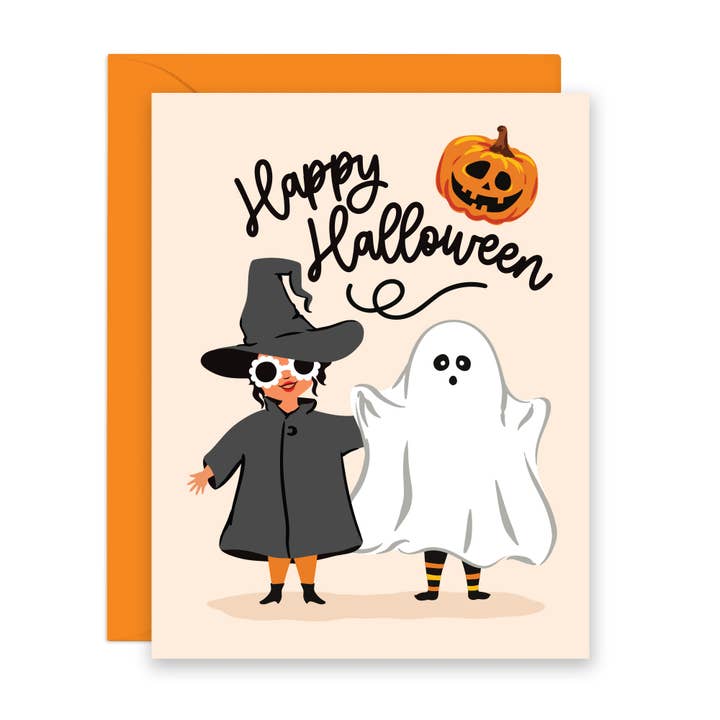 Spooky Friends Halloween Card | Witch and Ghost (A2) for wholesale by Lucy Loves Paper