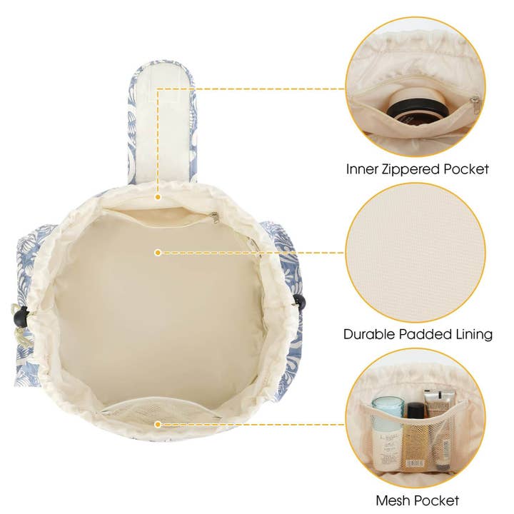 wandf - Wholesale Makeup/Cosmetic Bag - Barrel Drawstring Makeup Bag Large Cosmetic Toiletry Bags6