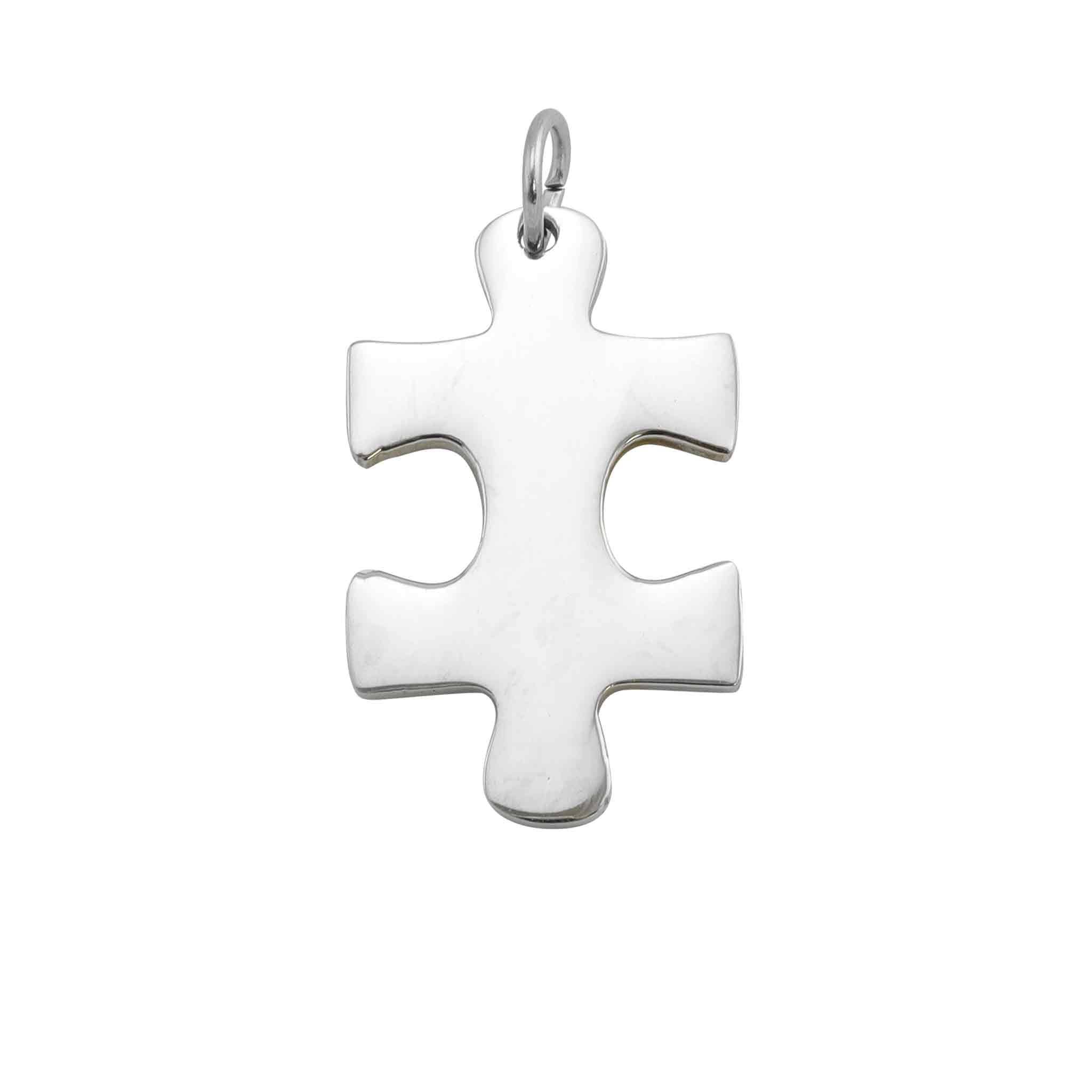 WJW - Wholesale Individual Charm/Pendant - Vertical Blank Stainless Steel Puzzle Piece