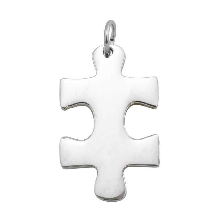 WJW - Wholesale Individual Charm/Pendant - Vertical Blank Stainless Steel Puzzle Piece0