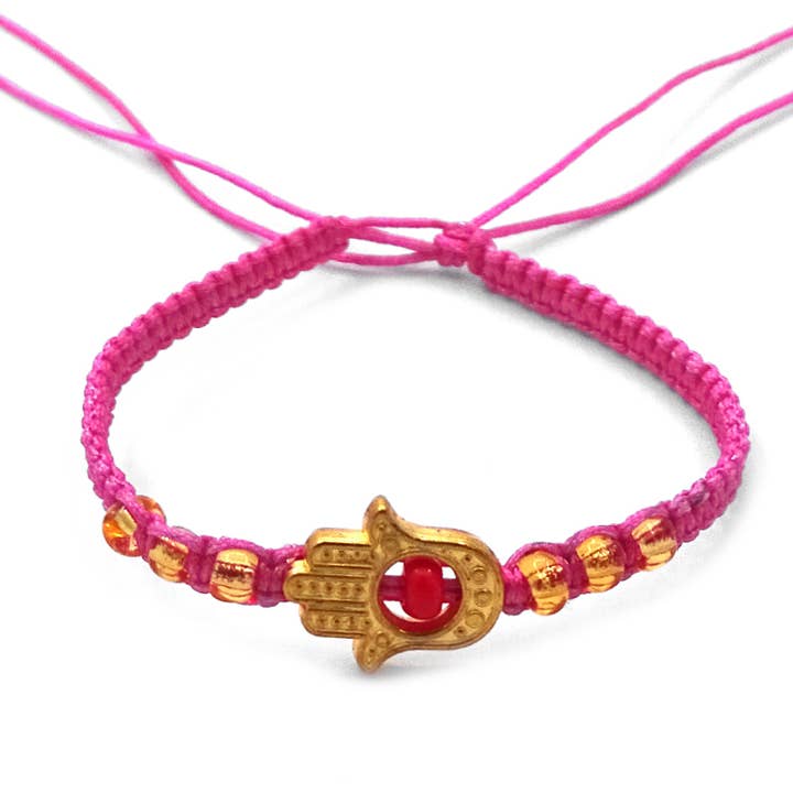 Pichincha - Wholesale Charm/Dangle Bracelet - Metal Hamsa Hand Charm Thin Macrame Friendship Bracelet5
