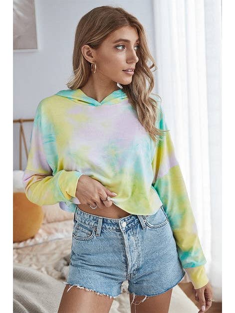Supreme Fashion - Wholesale Hoodie - Women's - Tie Dye Crop Loose Pullover Hoodie1