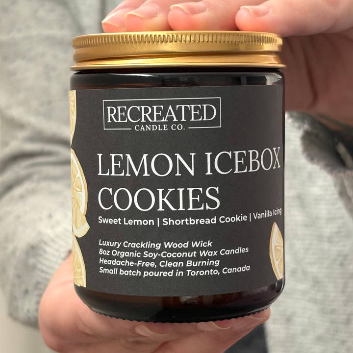 Candela al cocco e soia Lemon Icebox Cookies per la vendita all'ingrosso da parte di Recreated Candle Co.