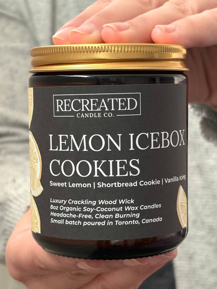 Lemon Icebox Cookies coconut-soy candle for wholesale by Recreated Candle Co.