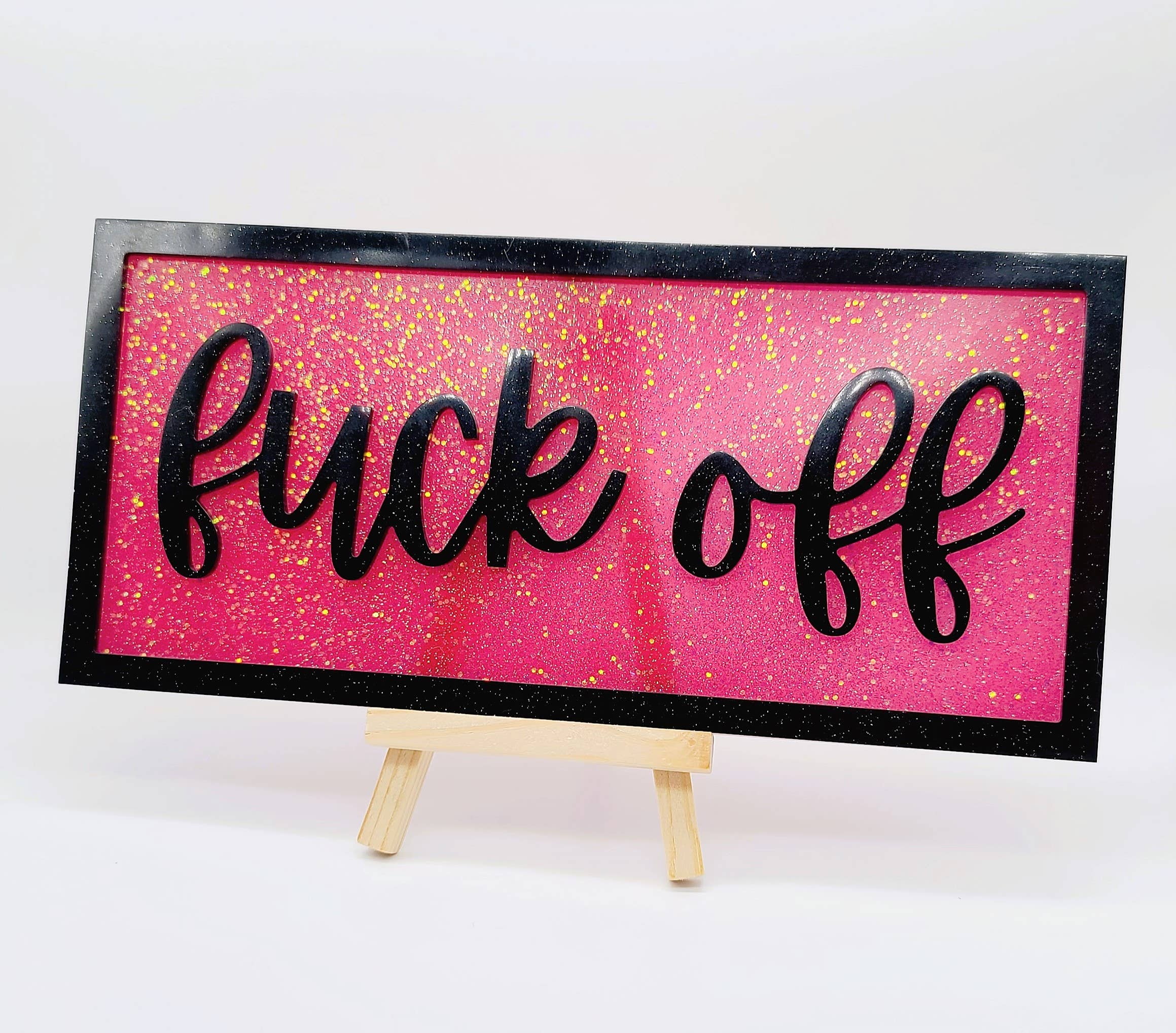 Slightly Askew Art - Wholesale Sign - Eco-Friendly Resin "Fuck Off" Funny Swear Word Wall Sign2