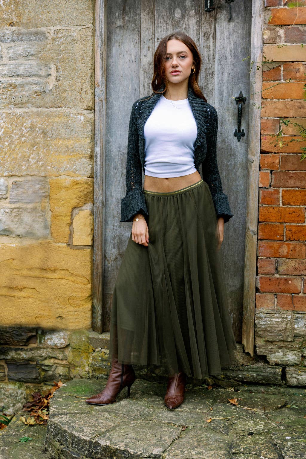 Last True Angel - Wholesale Skirt - Women's - Tulle Layer Skirt in Olive Green1