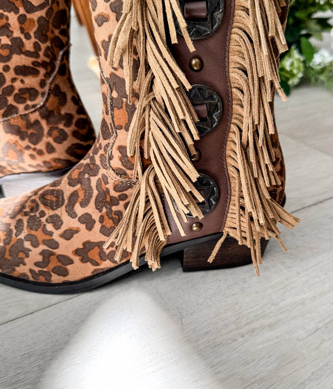 Naughty Monkey Open Pack - Wholesale Cowboy Boots - Women's - Rodeo Doll Fringe Boots in Leopard2