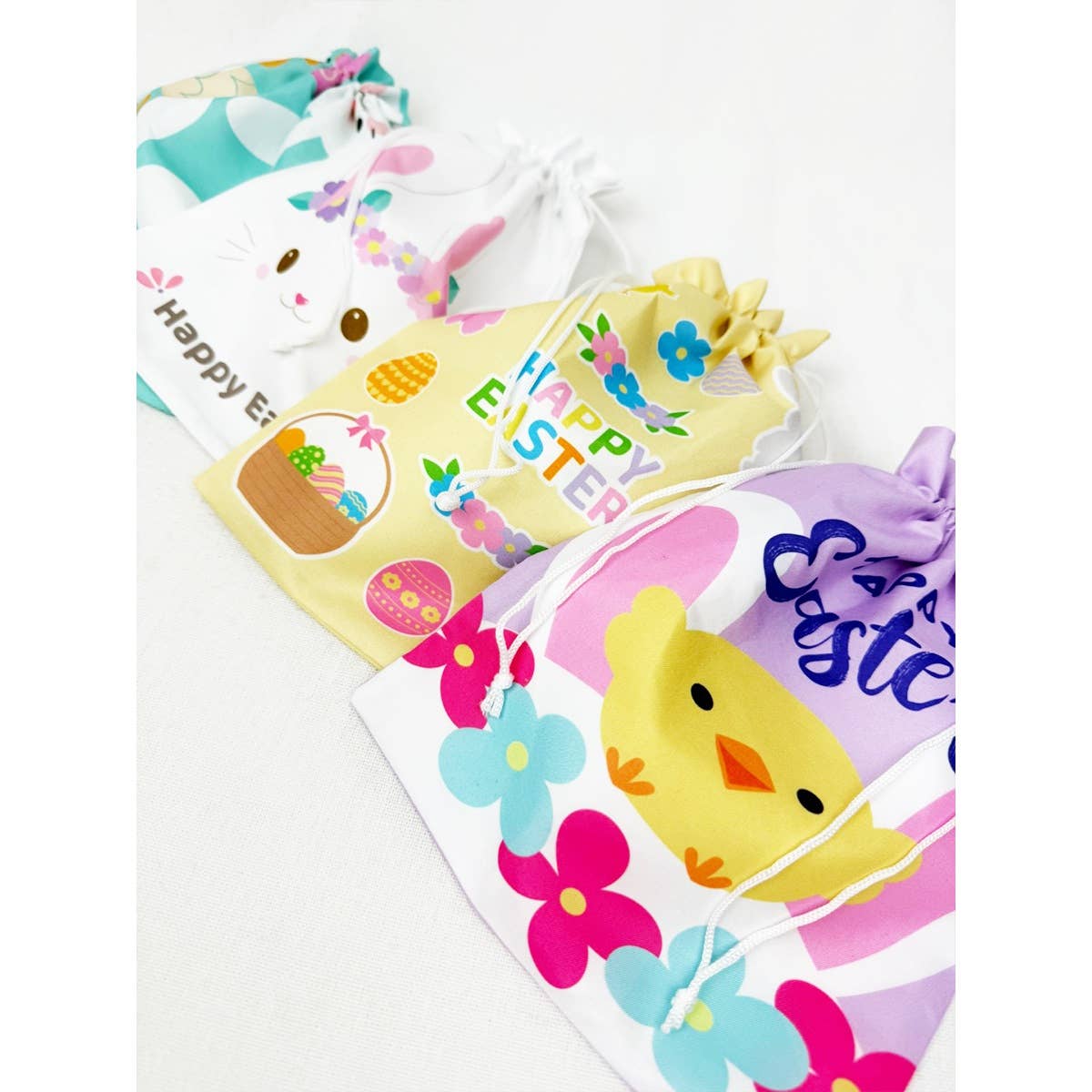 MIX COLOR Easter Bunny Printed Drawstrings Gift Bags for wholesale on Faire3