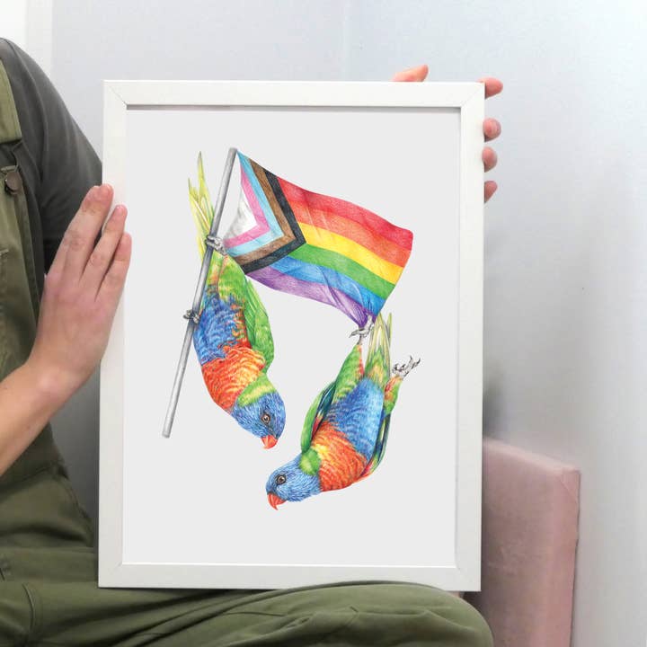 Kayla Reay Design - Wholesale Art print - LGBT+ Queer Pride Rainbow Lorikeets Art Print 5