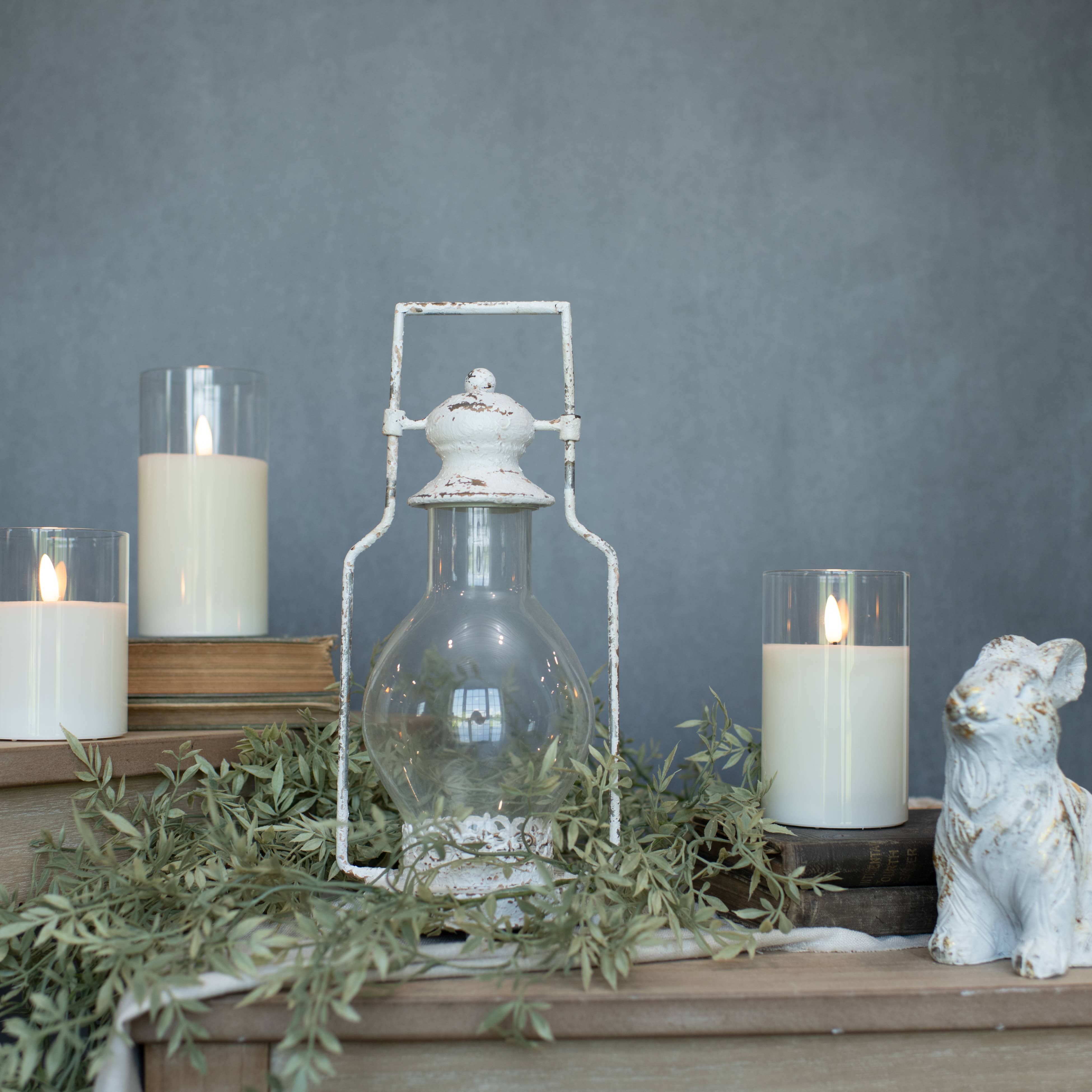 Ragon House – wholesale Lantern – 12.25" AGED WHITE LANTERN