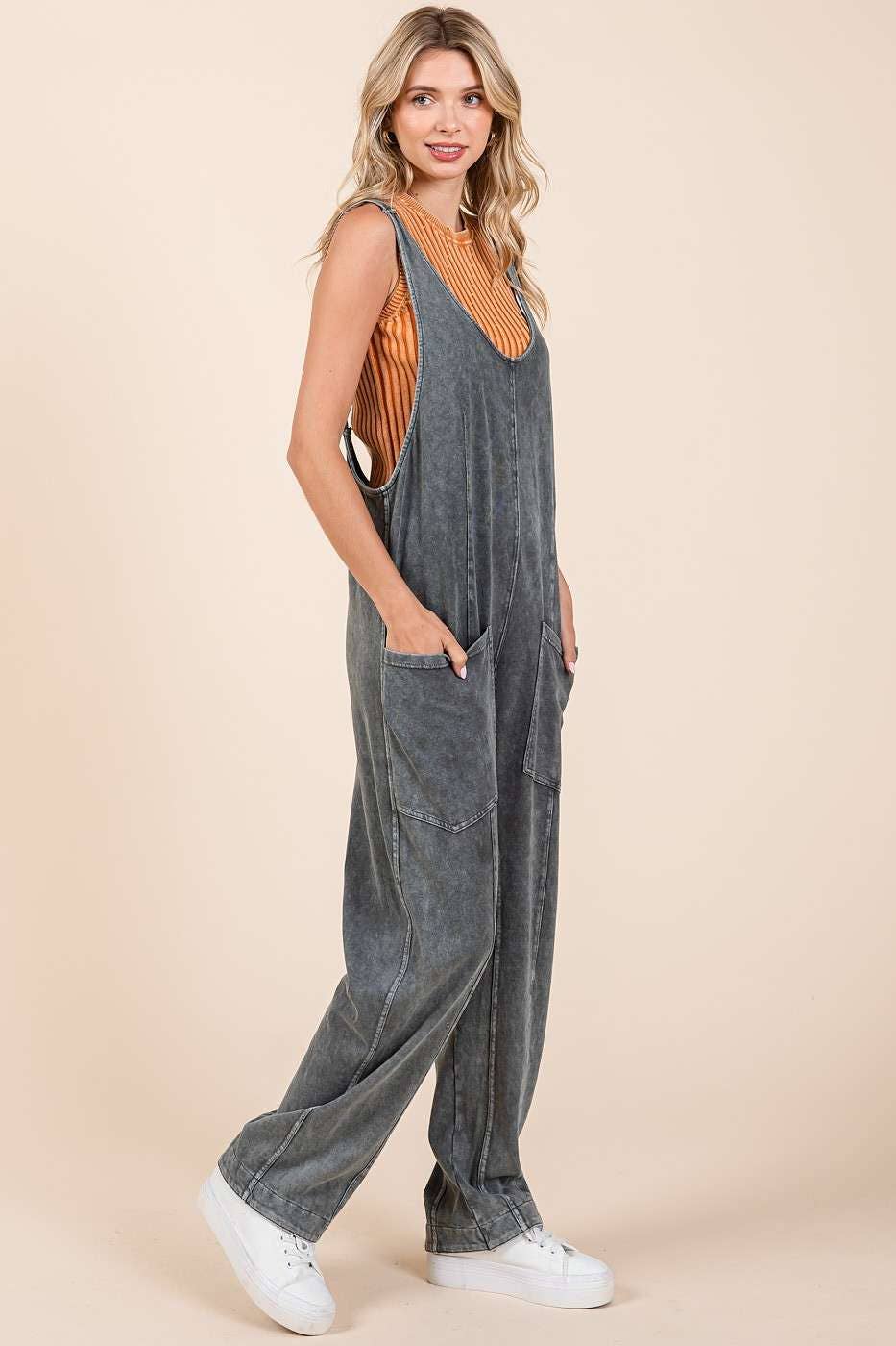 mittoshop - Wholesale Jumpsuit - Women's - MINERAL WASH RELAXED FIT SLEEVELESS HAREM JUMPSUIT1