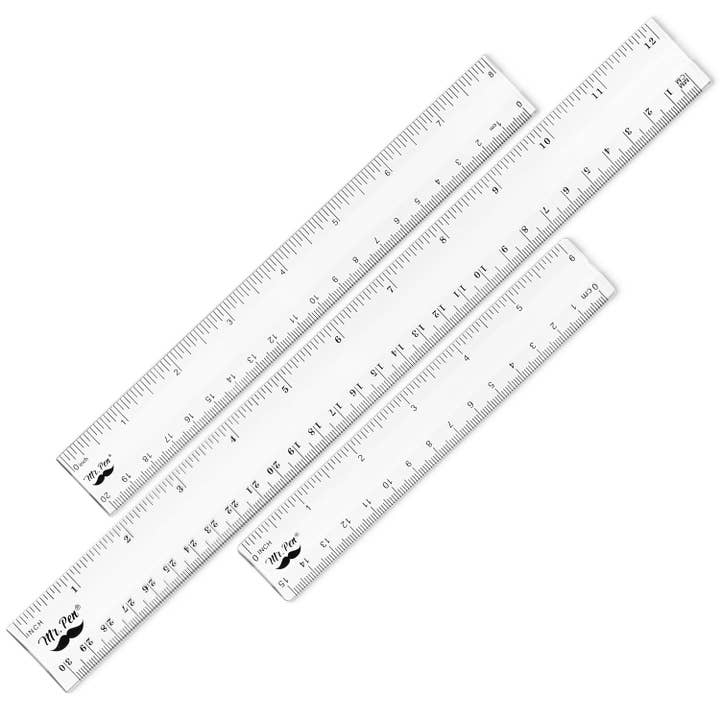 Clear Plastic Rulers Set, 3 Pack, 6”, 8”, 12”, Metric & Inch for wholesale by Mr. Pen