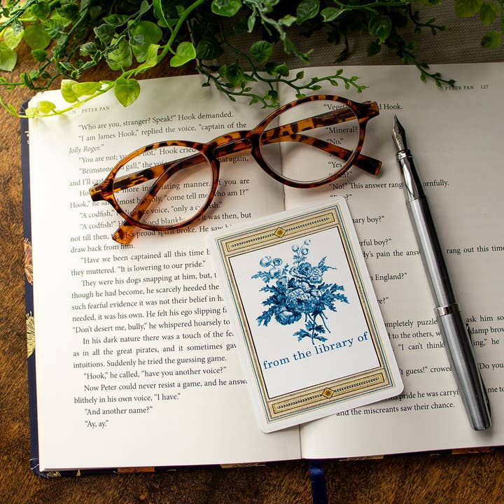 Bookplate Stickers - Navy Roses for wholesale by Sunshine and Ravioli