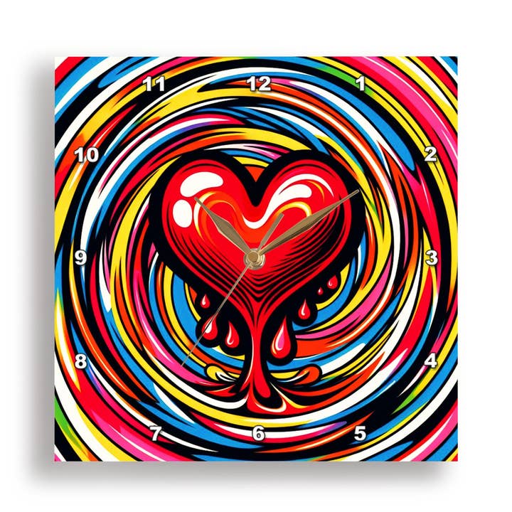 3dRose - Wholesale Wall Clock - 3dRose, Colorful Pop Art a Melting Heart, Wall Clock0