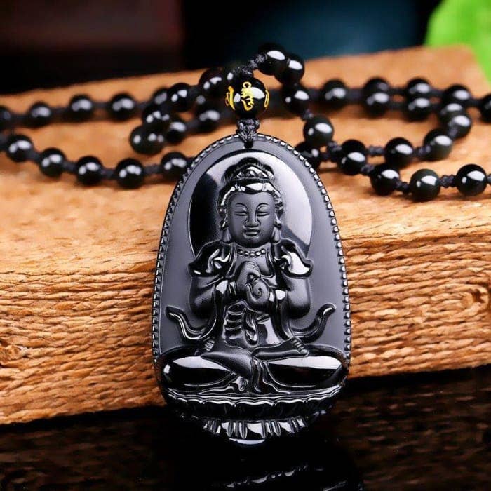 KARMA YOGA SHOP - Wholesale Pendant/Charm Necklace - Buddha “Vitality” Black Obsidian Necklace & Pendant1