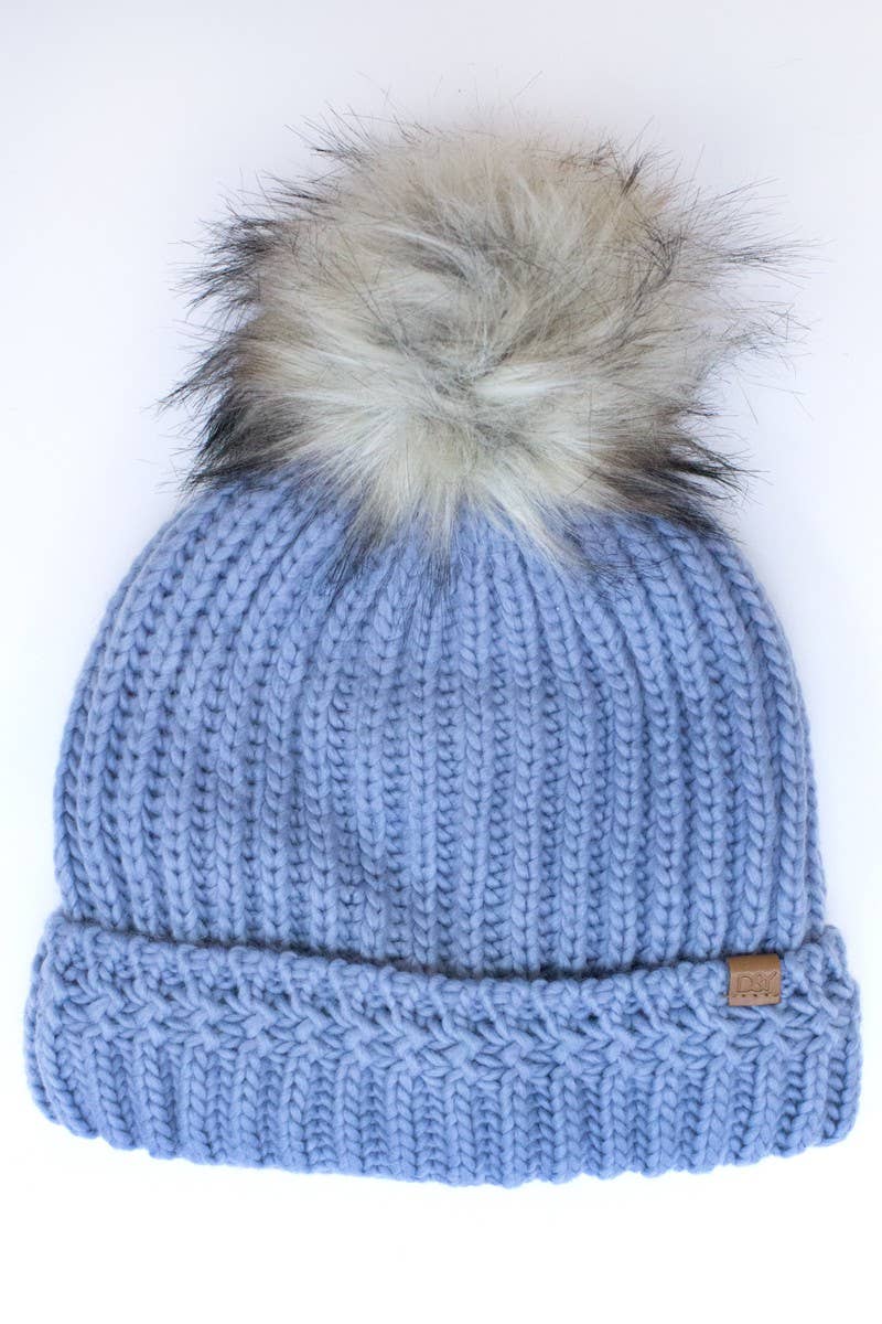 Suzie Q USA - Vendita all'ingrosso Berretto - Donna - Berretto in maglia con pompon in pelliccia sintetica6