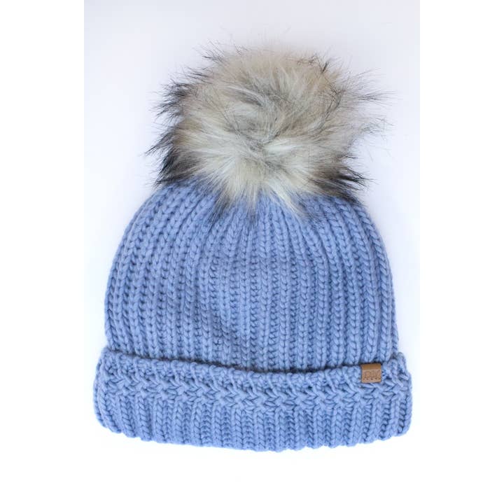 Suzie Q USA - Vendita all'ingrosso Berretto - Donna - Berretto in maglia con pompon in pelliccia sintetica6