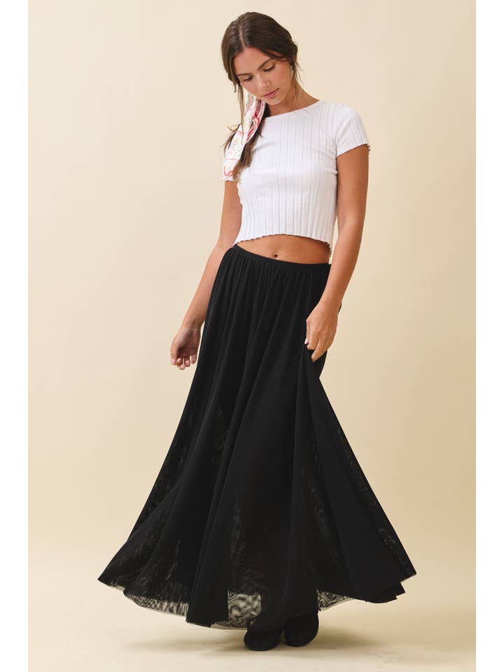AEMI + CO - Wholesale Skirt - Women's - 7185GK Flowy Mesh Maxi Skirt1