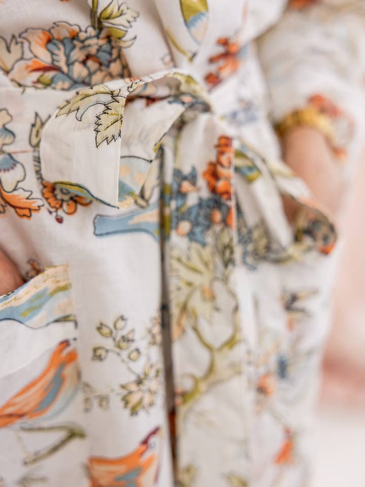 Rahab's Rope - Wholesale Robe - Women's - Birds of Paradise Cotton Robe Knee Length