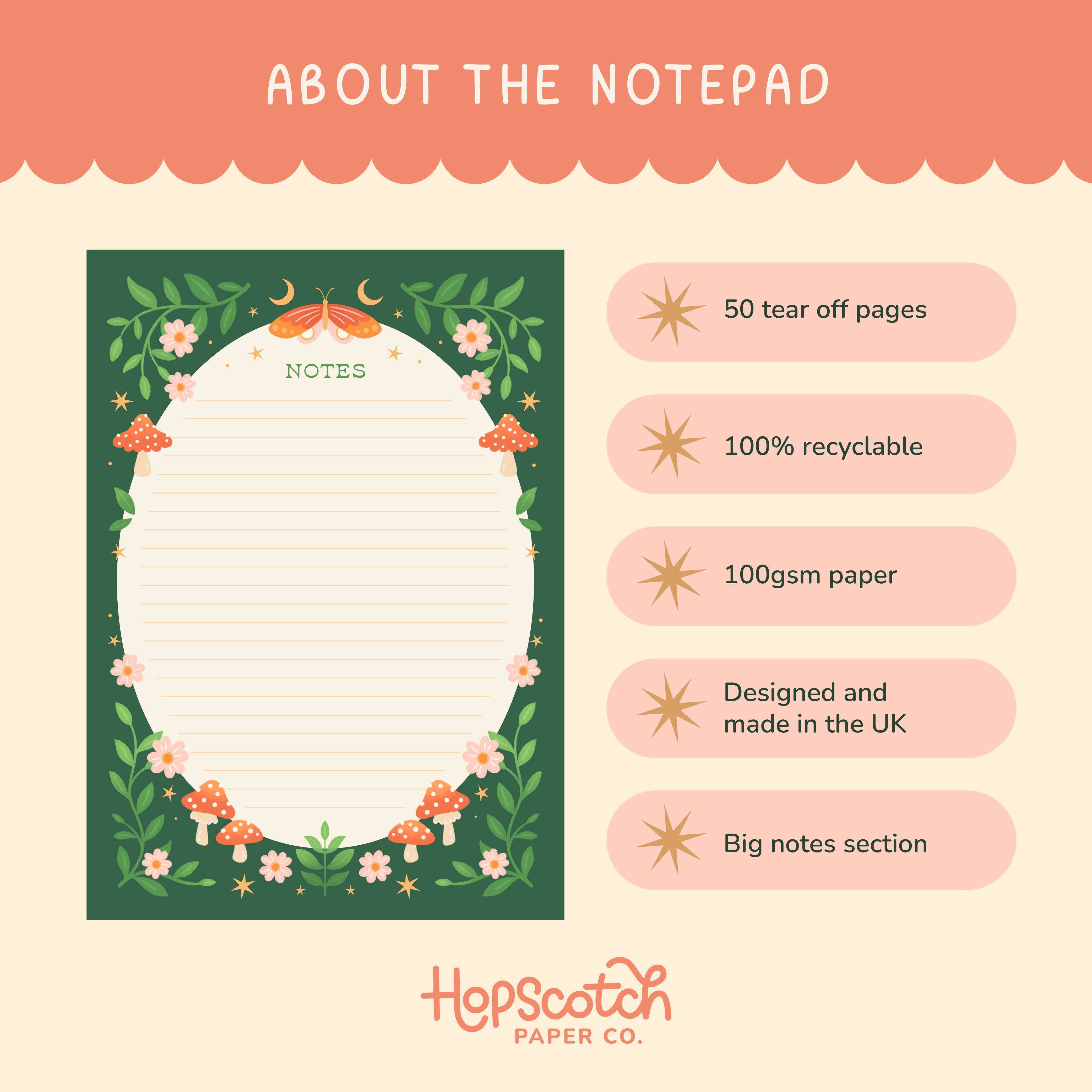 Hopscotch Paper Co. - Wholesale Notepad - Forest Realm Notepad – Literature Stationery Gifts5