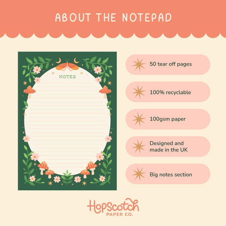 Hopscotch Paper Co. - Wholesale Notepad - Forest Realm Notepad – Literature Stationery Gifts5