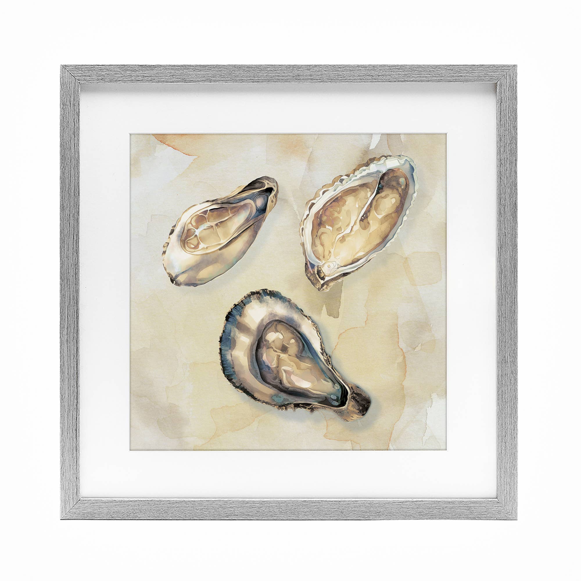 Stupell Industries - Wholesale Wall Sign - Oyster Trio on Beige - Print Under Glass Wall Art9