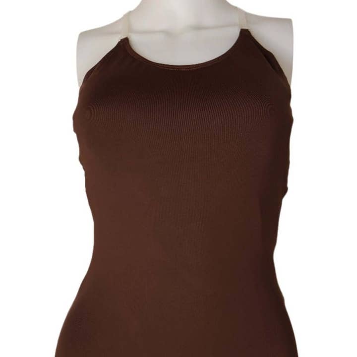 Camisole Leotard with Bra - Confident Cocoa for wholesale by Blendz Apparel