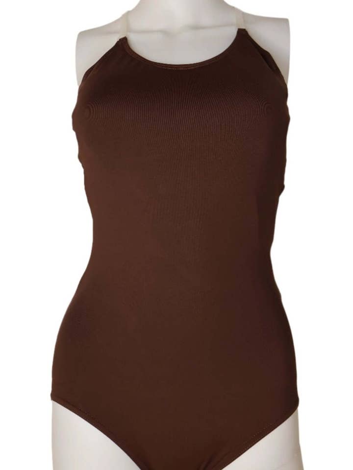 Camisole Leotard with Bra - Confident Cocoa for wholesale by Blendz Apparel