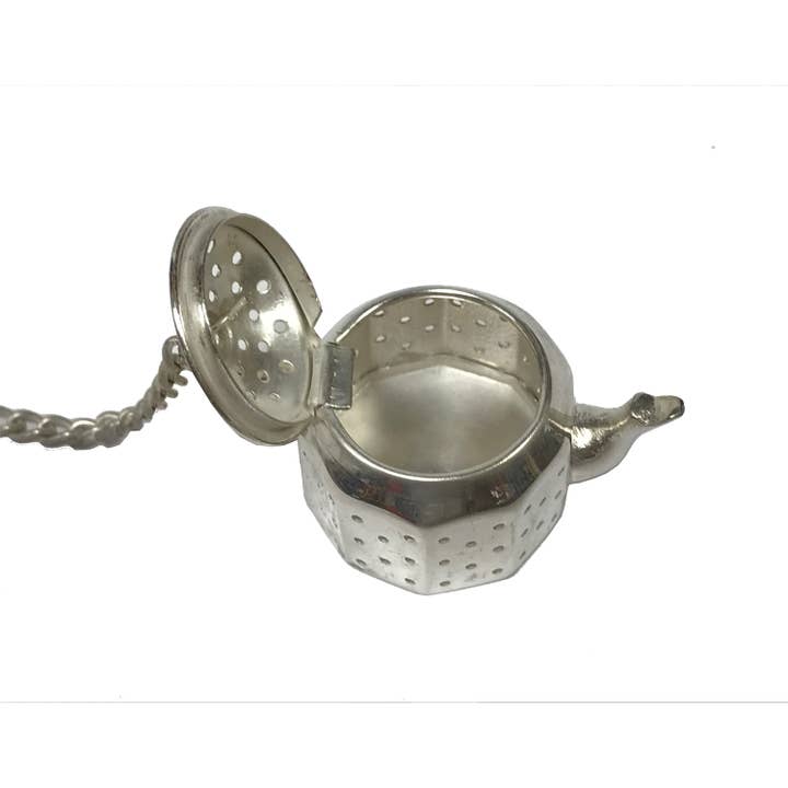 Madison Bay Co. - Historical Home Decor Reproductions - Wholesale Tea Strainer/Infuser - Silver Plated Tea Kettle-Shaped Loose Leaf Tea Strainer