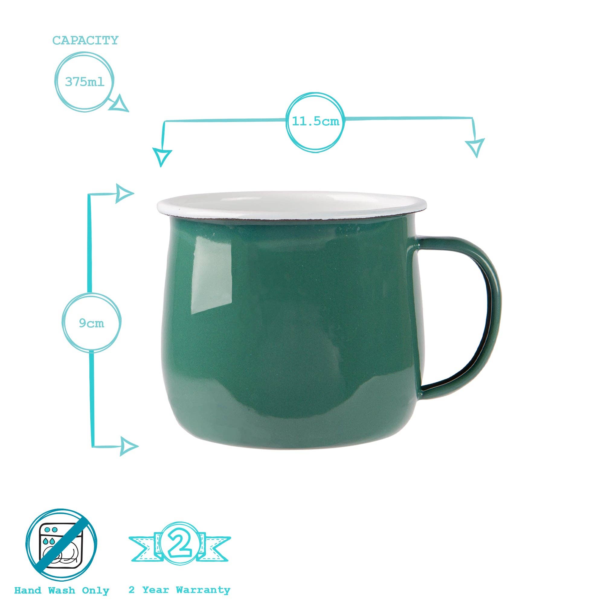 Rinkit Ltd - Wholesale Coffee Mug - Argon Tableware Coloured Enamel Belly Mug - 375ml - Green5