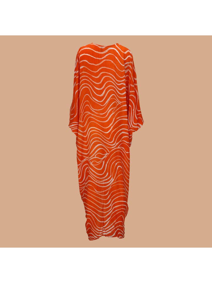 Besida - Wholesale Kaftan - Women's - Ala Orange Hand Dyed African Print Kaftan Dress5