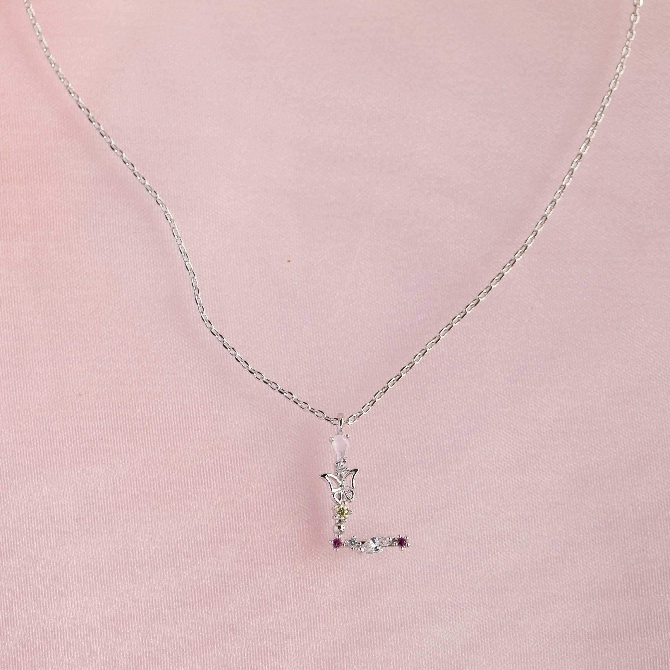 Girls Crew – wholesale Pendant/charm necklace – Flutterfly Stone Initial Necklace30