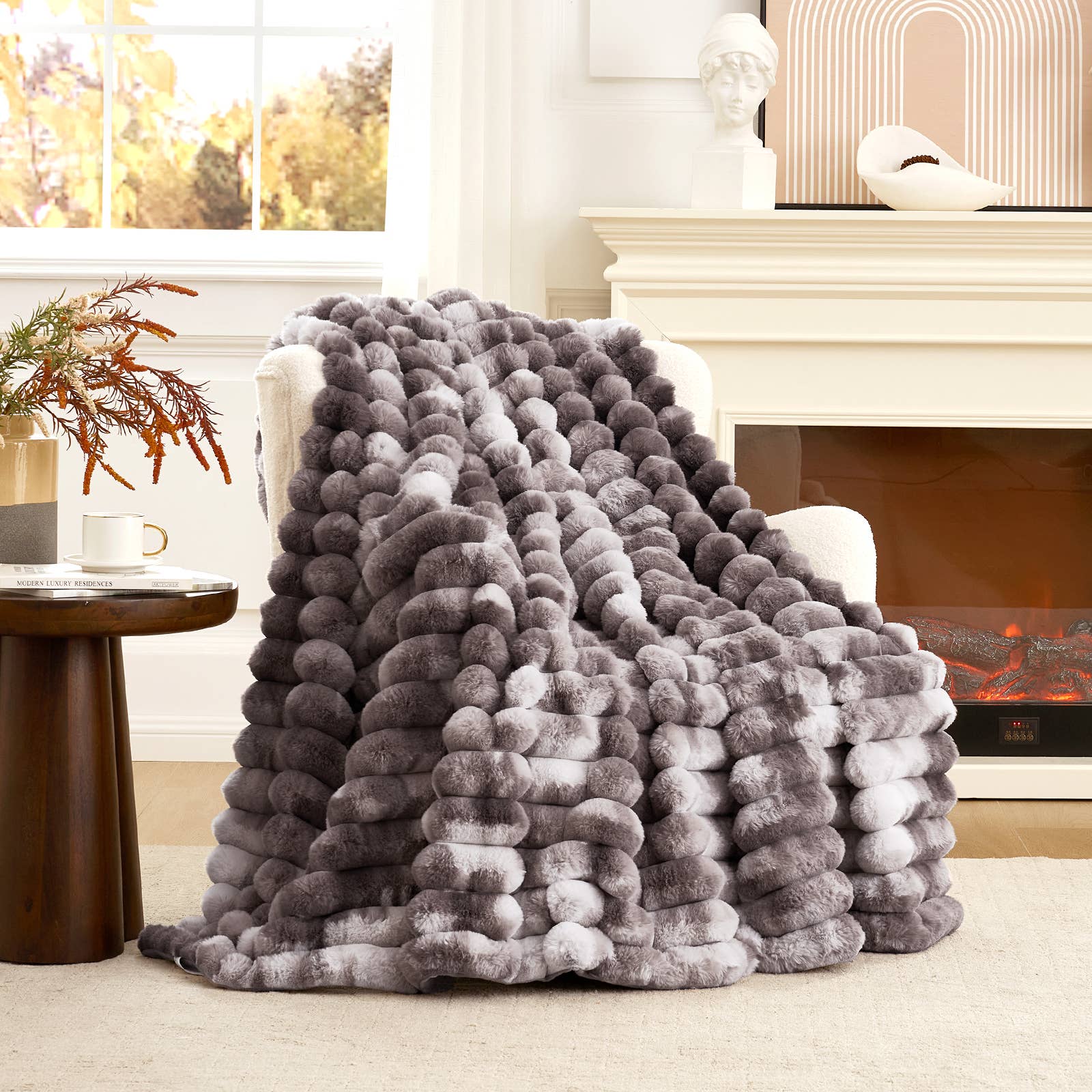 DreamValley - Wholesale Throw Blanket - CB Striped Faux Fur Warm Plush Throw Blanket, Tie-dye Color20