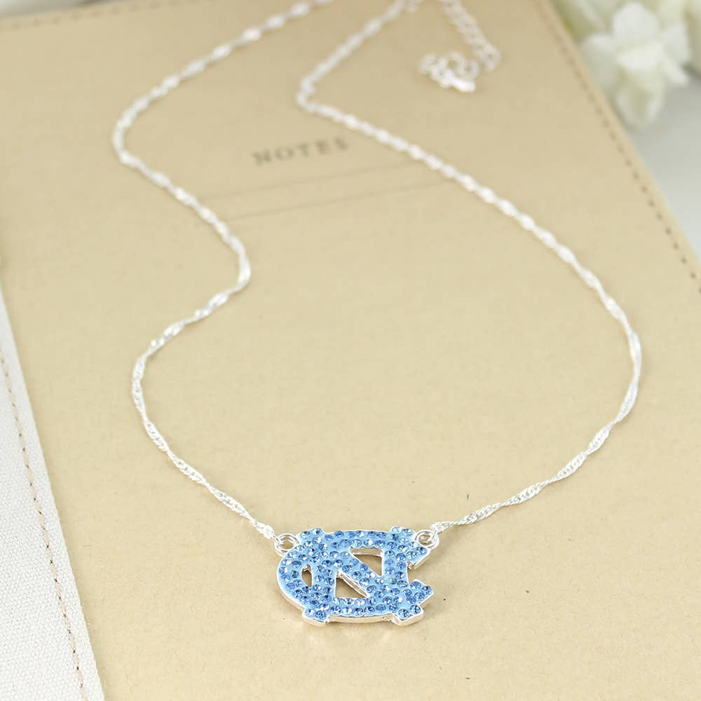 Seasons Jewelry - Wholesale Pendant/Charm Necklace - Unc Tarheel Crystal Logo Necklace0