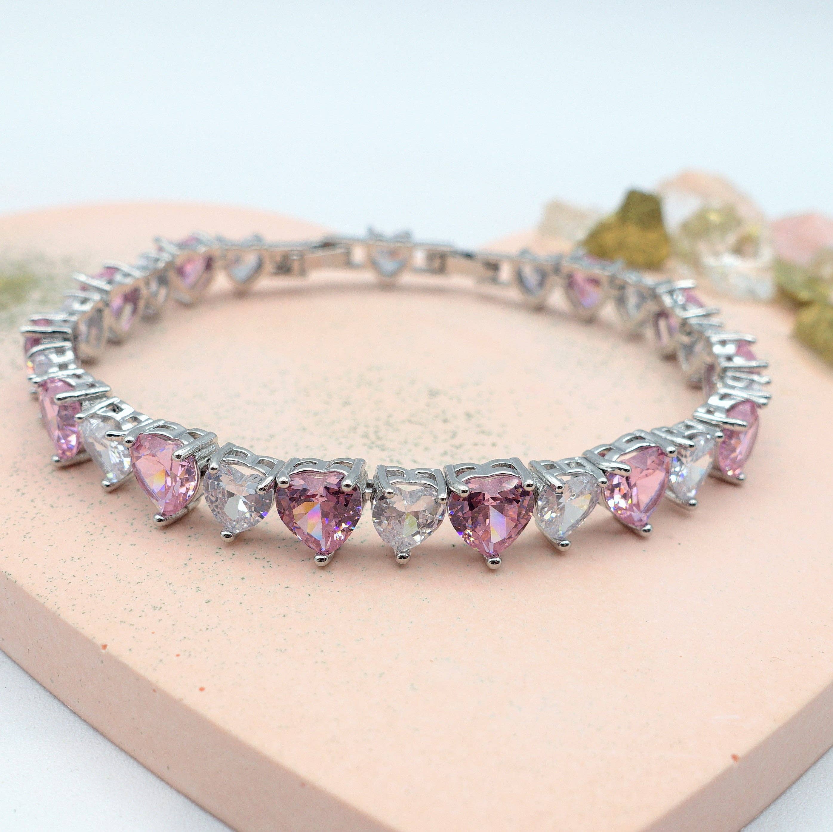 Daemon srls - Vente Bracelet tennis - CHERIE - bracelet tennis avec zircone cubique en forme de cœurs alternés7