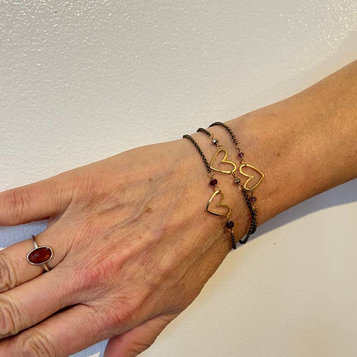 Seeds – Pulseira com pendente por atacado – Pulseira Coração | Pedras Semi-Preciosas Facetadas + Charme de Latão 3