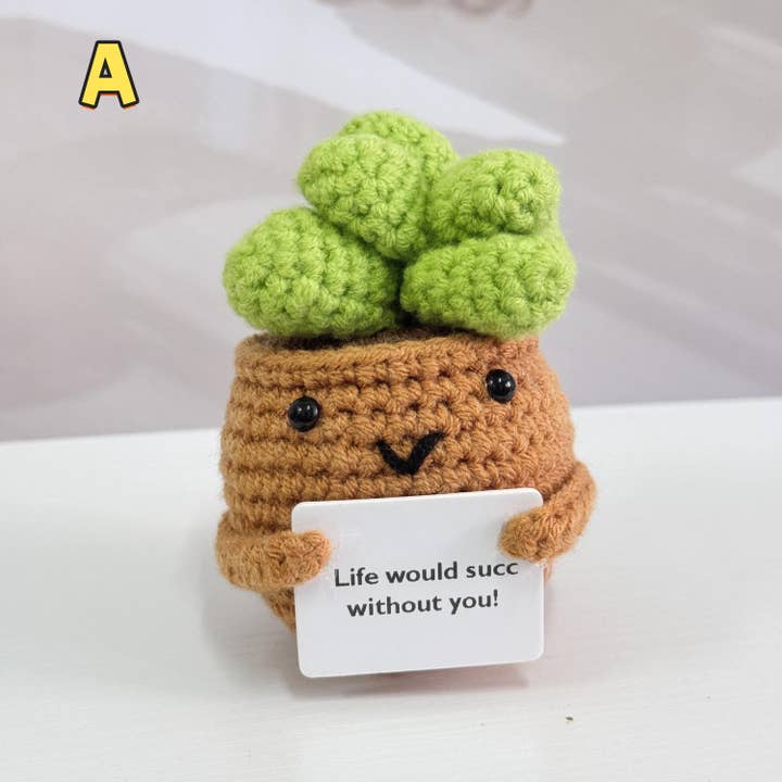 Anh2 LTD - Wholesale Decorative Tabletop Object - Crochet Succulent Cactus Plant, Life Would Succ Without You