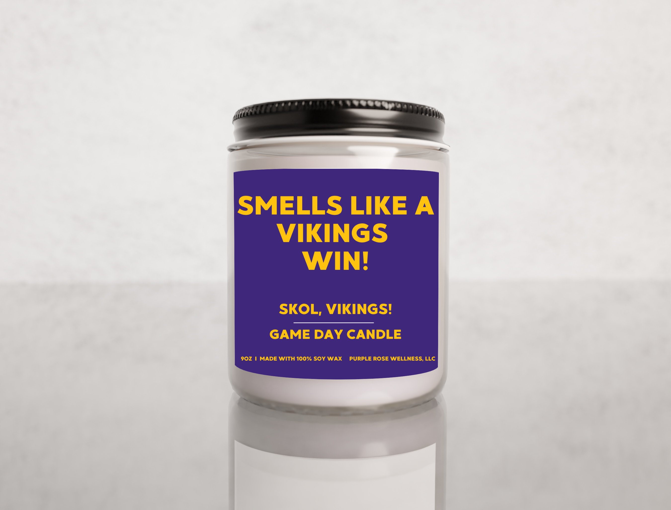 Purple Rose Wellness, LLC - Vente Bougie en bocal - Bougie de football des Vikings du Minnesota1