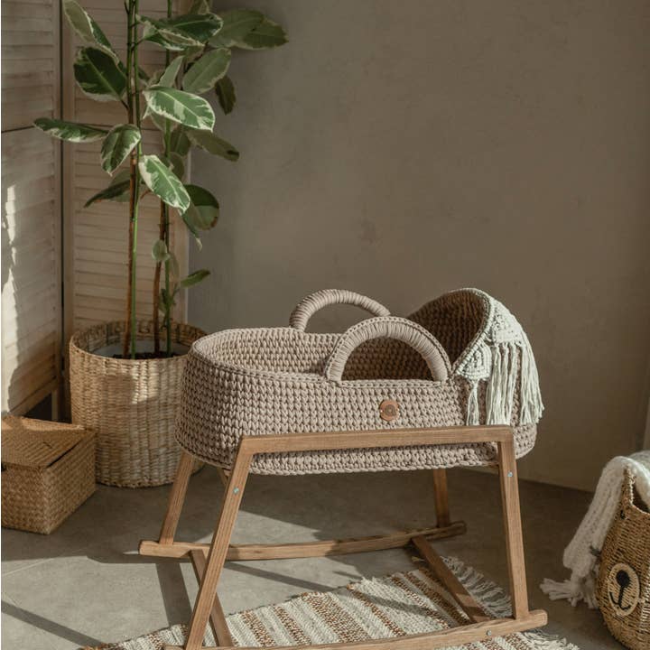 ANZY HOME - Wholesale Bassinet - Baby - Baby Moses Basket With Round Hood and Macrame Decor