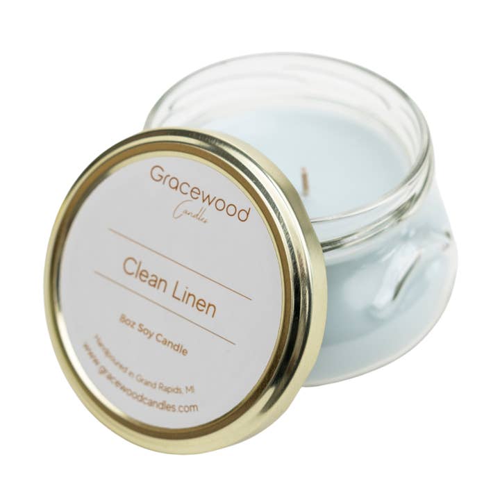 Clean Linen Candle| Scented Soy Candle| Cute Candles| Soy for wholesale by Gracewood Candles