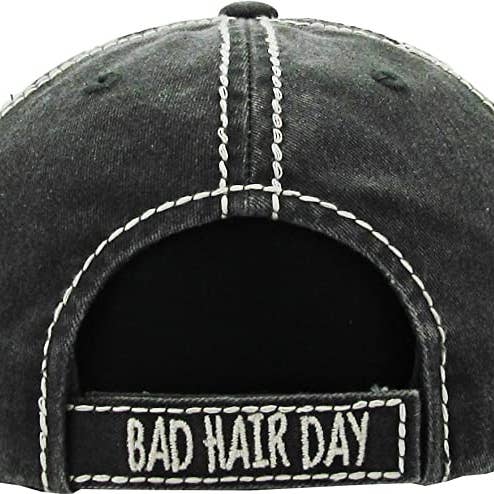 Funky Junque - Wholesale Baseball Cap - Women's - Vintage Patch Hat - Bad Hair Day (Black)2