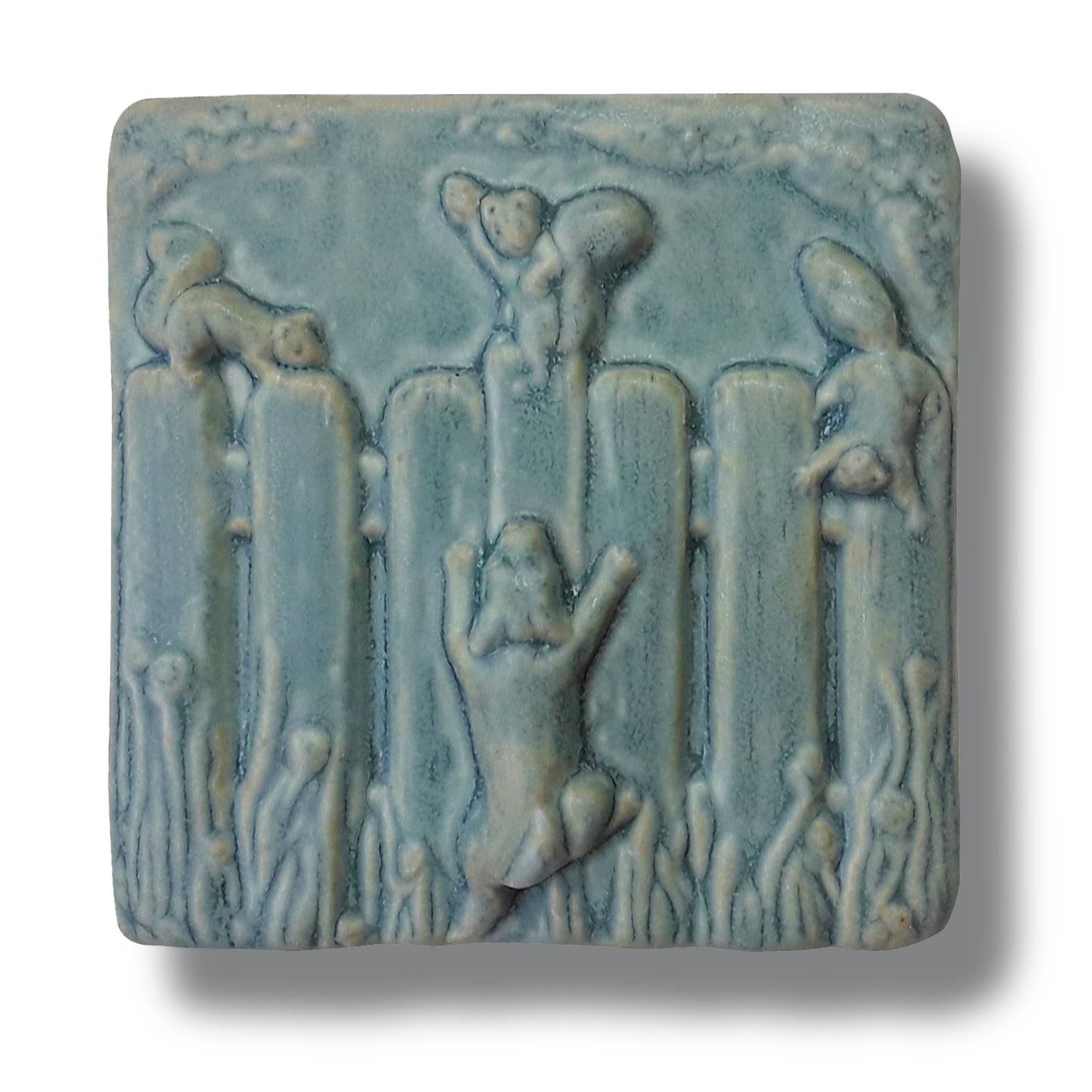 Whistling Frog Tile Inc. – Engroshandel Vægfliser – Hund ved hegn kunstflise 4x4 hundebutik gave4