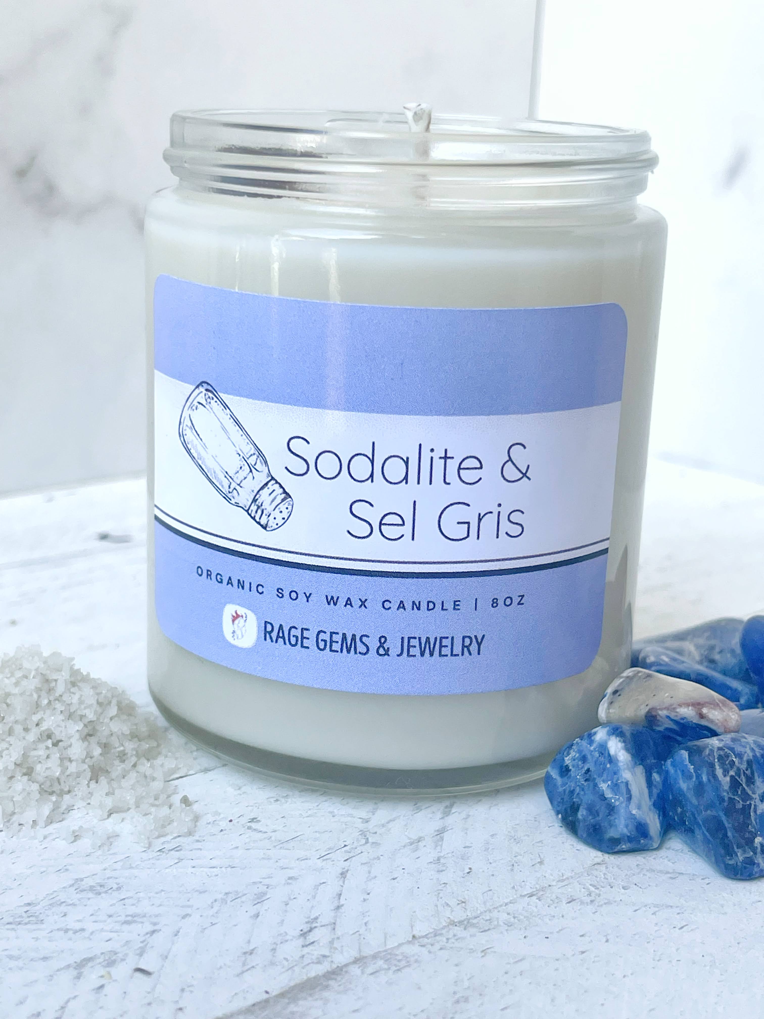 Rage Gems & Jewelry – Engroshandel Glaslys – Sodalit & Sel Gris Økologisk Soy vokslys1