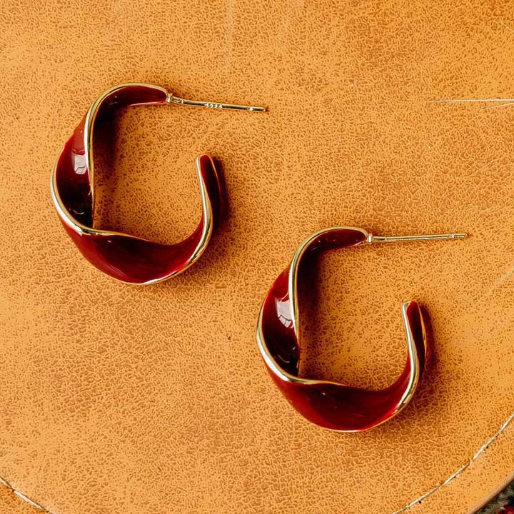 Red Hoop Stella Earrings for wholesale by Sela Designs
