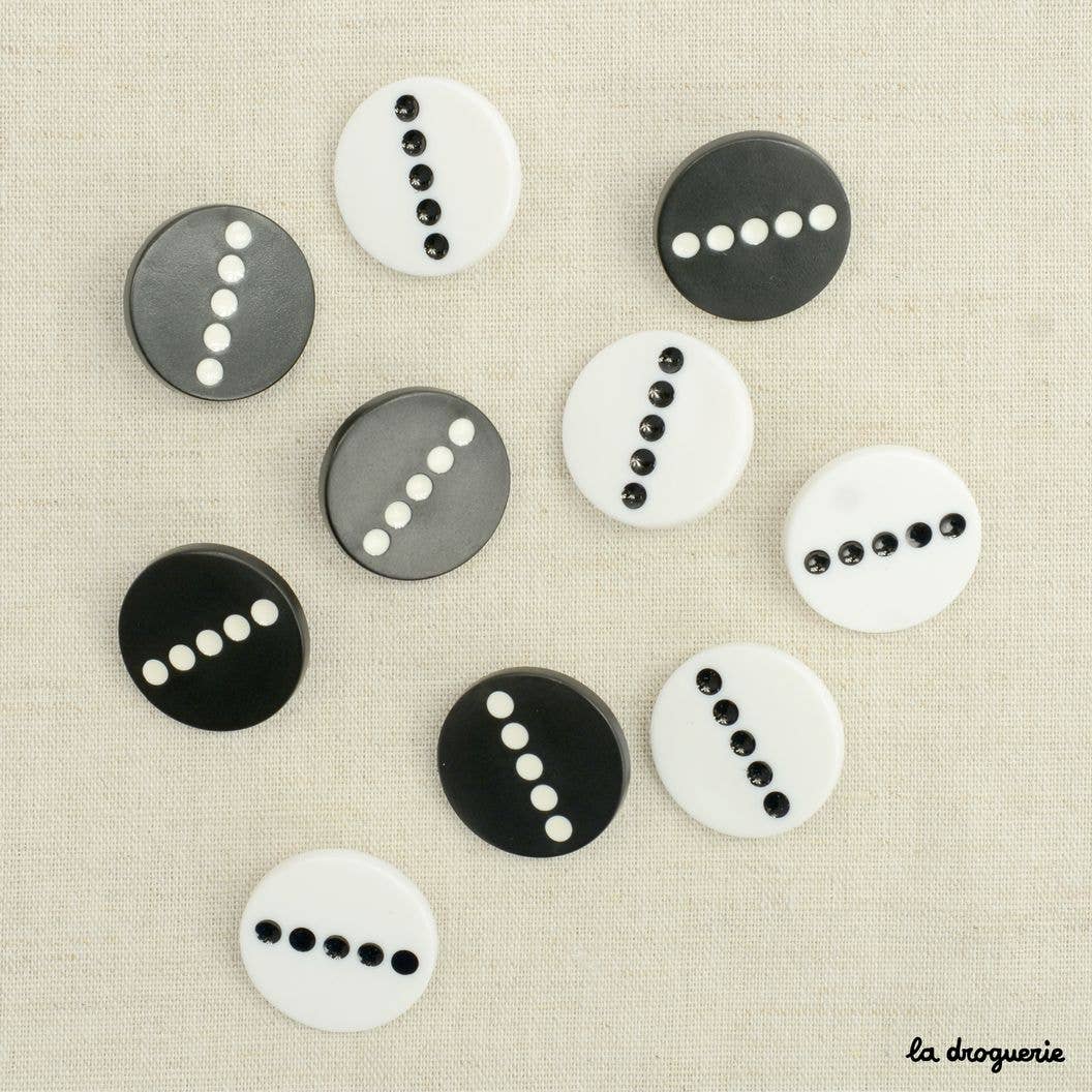 LA DROGUERIE - Wholesale Sewing Button/Snap - "Domino dot style button" 23 mm3