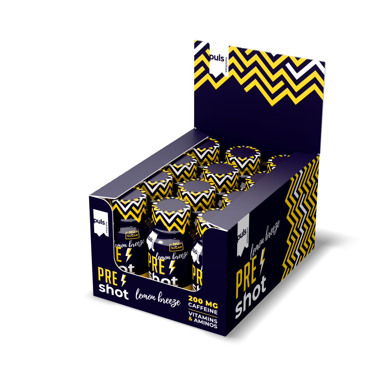 Puls Nutrition - Venta al por mayor Bebida energética - DISPARO PRE-ENTRENAMIENTO Brisa de limón 60 ml1