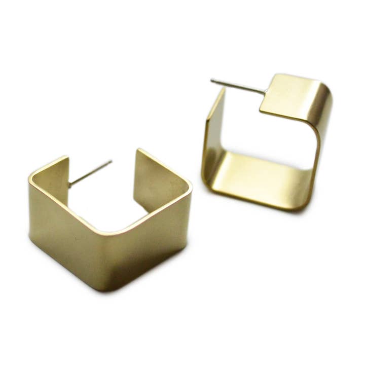 Wide Square Hoops Small for wholesale by Natalie Joy